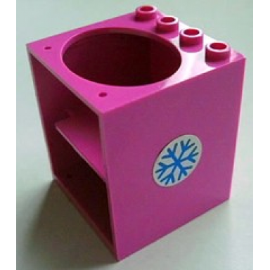 dark pink container cupboard 4 x 4 x 4 with elliptical hole for sink with blue snowflake pattern sticker - set 5847
