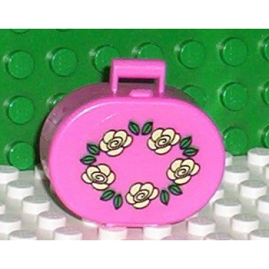 dark pink scala utensil oval case with garland of roses pattern sticker - set 5805