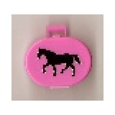 dark pink scala utensil oval case with walking horse pattern sticker - set 5880