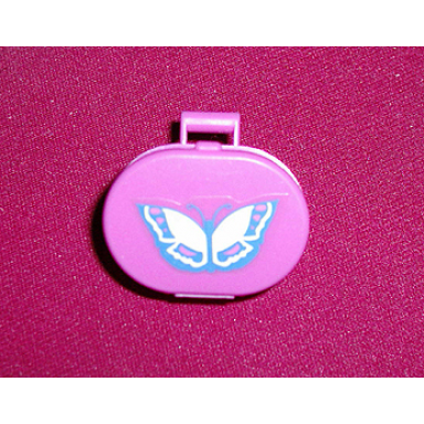dark pink scala utensil oval case with butterfly pattern sticker - set 5870