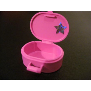 dark pink scala utensil oval case with star pattern on inside sticker - set 5944