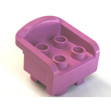 dark pink duplo furniture chair with 4 studs curved back and feet