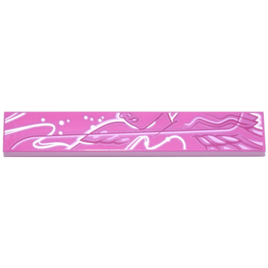 dark pink tile 1 x 6 with white magenta and bright pink female lower face feathers curved lines and dots pattern model left side