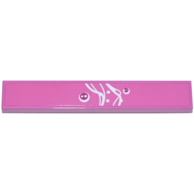 dark pink tile 1 x 6 with white curved lines and dots and magenta circles pattern sticker - set 77241