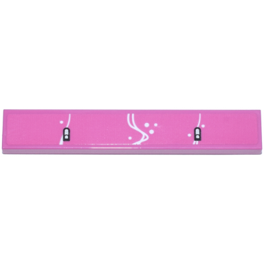 dark pink tile 1 x 6 with white curved lines and dots and silver windshield wiper fluid sprayers pattern sticker - set 77241