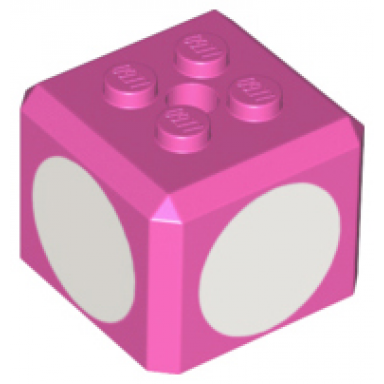 dark pink brick modified cube 4 studs on top with white circle pattern on all sides super mario 1-up mushroom super mushroom toadette cap