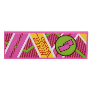dark pink tile 2 x 6 with dark pink yellow lime and white diagonal lines foot strap and hover board pattern sticker - set 10300
