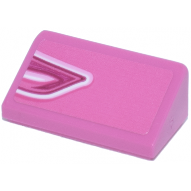 dark pink slope 30 1 x 2 x 2 3 with white magenta and bright pink wavy lines pointed pattern model left side sticker - set 77241
