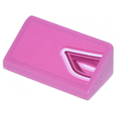 dark pink slope 30 1 x 2 x 2 3 with white magenta and bright pink wavy lines pointed pattern model right side sticker - set 77241
