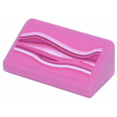 dark pink slope 30 1 x 2 x 2 3 with white magenta and bright pink wavy lines pattern model left side sticker - set 77241