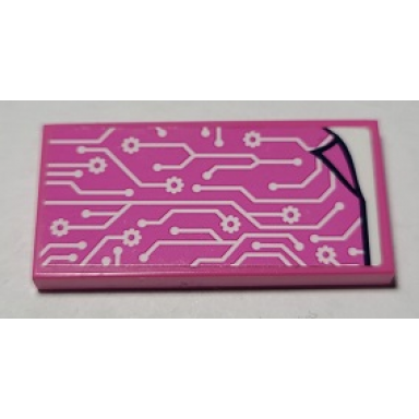 dark pink tile 2 x 4 with blanket with white circuitry pattern sticker - set 41340