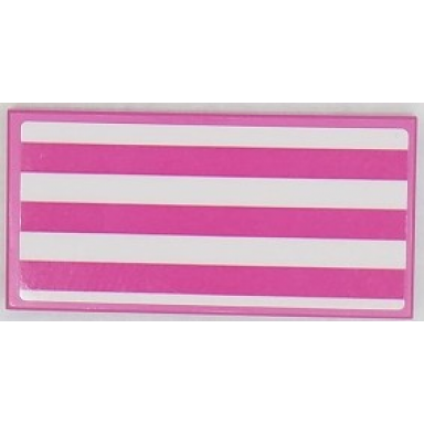 dark pink tile 2 x 4 with dark pink and white stripes pattern sticker - set 41430