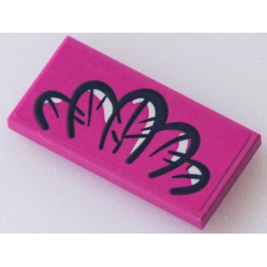 dark pink tile 2 x 4 with 5 dark blue feathers with white highlights pattern sticker - set 41433