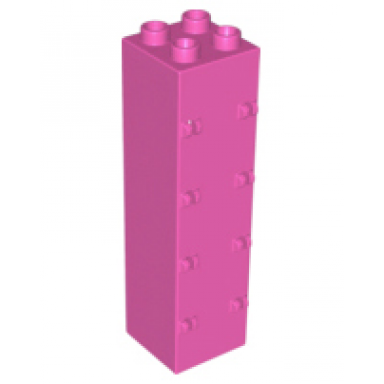 dark pink duplo wall 2 x 2 x 6 with drawer slots and 8 hinges
