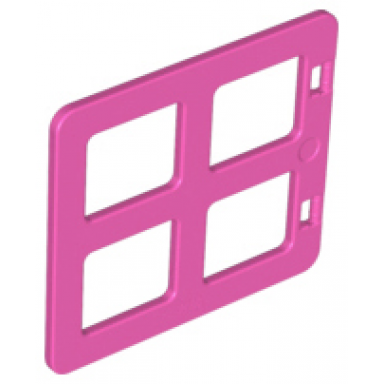 dark pink duplo door window pane 1 x 4 x 3 with 4 same size panes square corners