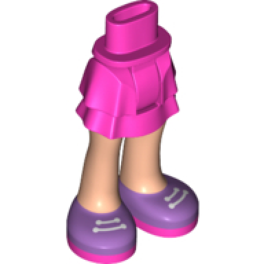 dark pink mini doll hips and skirt layered light nougat legs and medium lavender shoes with white laces and dark pink soles pattern - thick hinge