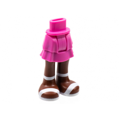 dark pink mini doll hips and skirt layered reddish brown legs and white sandals pattern - thick hinge