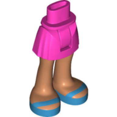 dark pink mini doll hips and skirt nougat legs and dark azure open sandals pattern - thick hinge