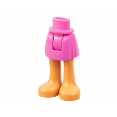 dark pink mini doll hips and skirt with molded nougat legs pattern - thick hinge