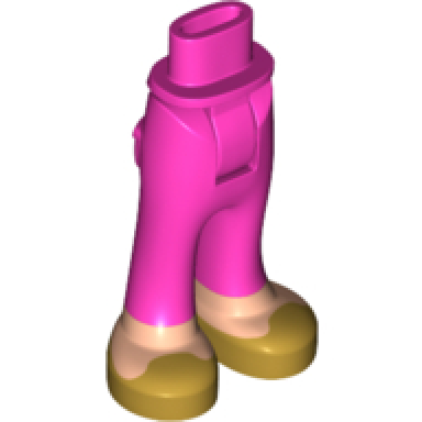 dark pink mini doll hips and trousers with back pockets with light nougat feet and gold shoes pattern - thick hinge