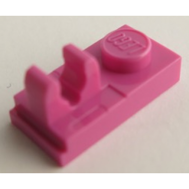 dark pink plate modified 1 x 2 with clip with center cut on top