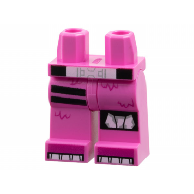 dark pink hips and legs with black belt straps and kneepad left white buckle dark pink fur and toes pattern