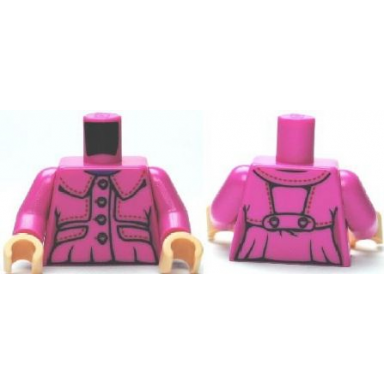 dark pink torso harry potter jacket fitted with 4 buttons on front 2 buttons on back pattern dark pink arms light nougat hands