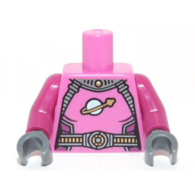 dark pink torso spacesuit female with belts and classic space logo pattern magenta arms dark bluish gray hands