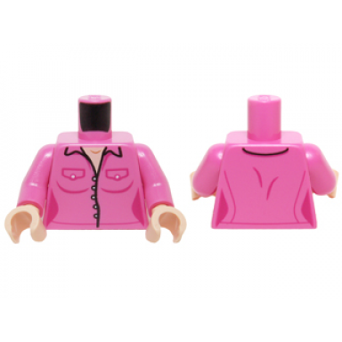 dark pink torso female outline button down shirt with two pockets and white buttons pattern dark pink arms light nougat hands