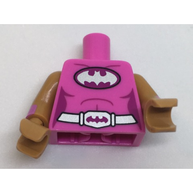 dark pink torso batman female logo on magenta oval and silver belt with bat buckle pattern medium nougat arms with cuffs pattern medium nougat hands