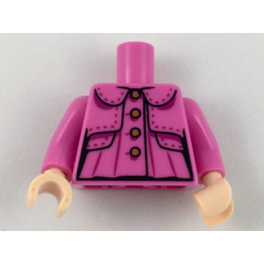 dark pink torso female top with collar shrug medium nougat buttons magenta stitching and gathers pattern dark pink arms light nougat hands