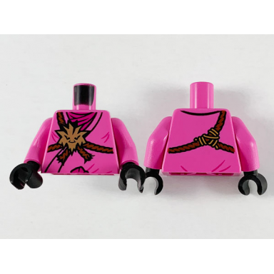 dark pink torso ninjago brown rope gold medallion and magenta undershirt pattern dark pink arms black hands