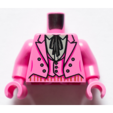 dark pink torso batman suit jacket with vest light bluish gray shirt with collar and black tie pattern dark pink arms dark pink hands
