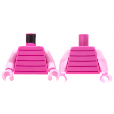 dark pink torso 5 magenta lines pattern bright pink arms bright pink hands