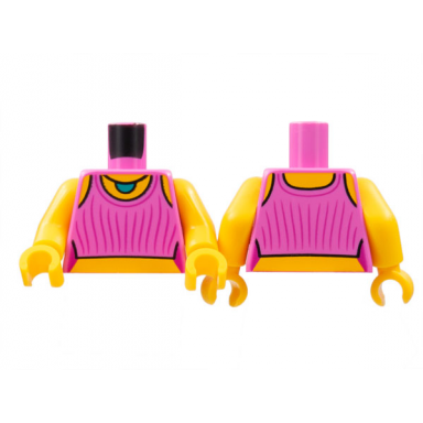 dark pink torso tank top dark turquoise pendant necklace bright light orange neck and midriff pattern bright light orange arms bright light orange hands