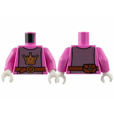 dark pink torso armor silver breastplate with gold crown reddish brown belt with buckle pattern dark pink arms white hands