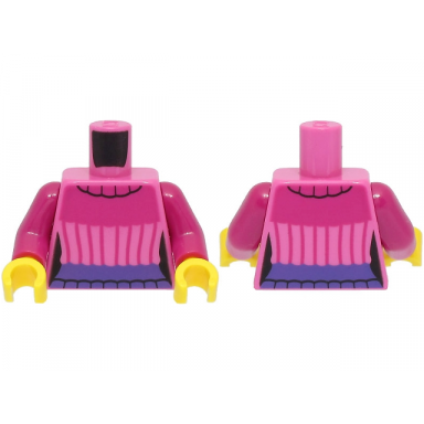 dark pink torso female sweater with magenta collar and stripes dark purple waistband pattern magenta arms yellow hands