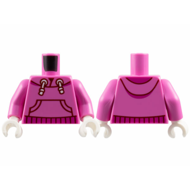 dark pink torso hoodie with white drawstrings dark red outline kangaroo pocket magenta hem pattern dark pink arms white hands