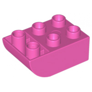 dark pink duplo brick 2 x 3 slope curved inverted