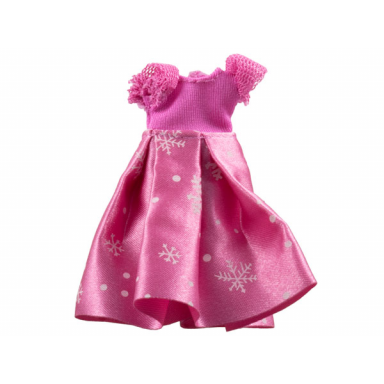 dark pink belville clothes dress child long short net sleeves pink skirt with white snowflake pattern