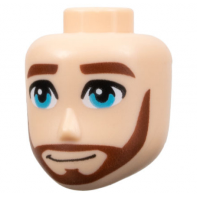 mini doll head friends male large with reddish brown eyebrows and beard medium azure eyes and grin pattern