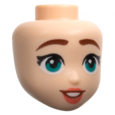 mini doll head friends with reddish brown eyebrows dark turquoise eyes coral lips and open mouth smile with teeth pattern