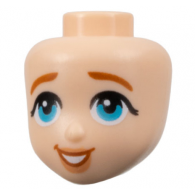 mini doll head friends with dark orange eyebrows medium azure eyes nougat lips and open mouth smile with teeth pattern