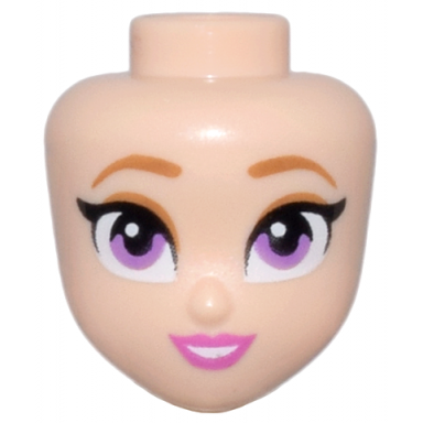 mini doll head friends with medium nougat eyebrows and eye shadow medium lavender eyes dark pink lips and open mouth smile with teeth pattern