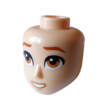 mini doll head friends male large with dark orange eyebrows medium nougat eyes and lips open mouth smile with teeth pattern