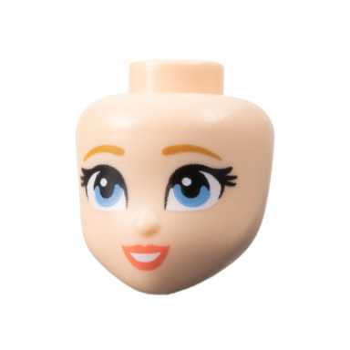 mini doll head friends with medium nougat eyebrows medium blue eyes coral lips and open mouth smile with teeth pattern