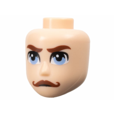 mini doll head friends male large with reddish brown eyebrows and moustache and bright light blue eyes pattern