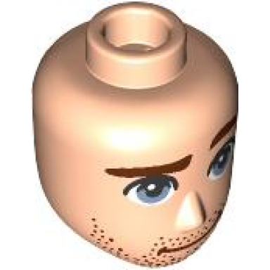 light nougat mini doll head friends male large with reddish brown eyebrows smile and stubble and sand blue eyes pattern