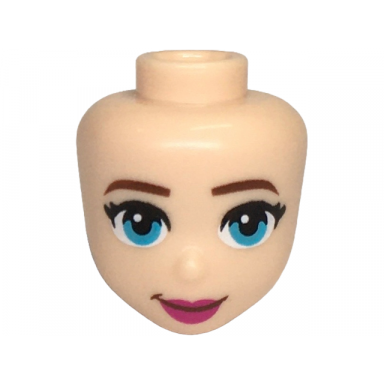 light nougat mini doll head friends with medium azure eyes reddish brown eyebrows and magenta lips pattern