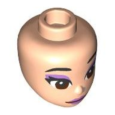 light nougat mini doll head friends with black eyebrows reddish brown eyes medium lavender eye shadow and lips pattern